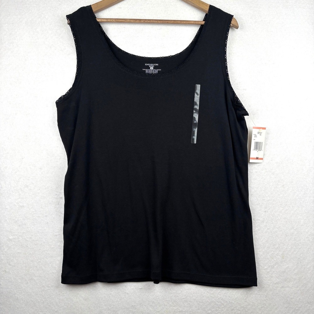 Jones New York Tank Top Womens 3X Cotton Lace Trim Scoop Neck NWT